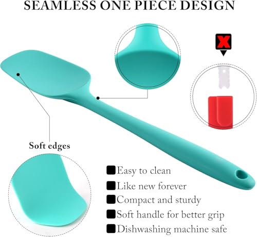 5-Pack Silicone Spatula Set – Heat-Resistant Baking, Cooking & Mixing Tools, Seamless Design, Non-Stick & Easy to Clean, Aqua Sky - color: Aqua Sky