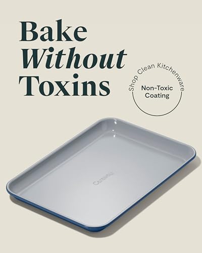 Caraway Non-Stick Ceramic Small Baking Sheet Duo - color: Navy, size: 2x Small 9" x 13"