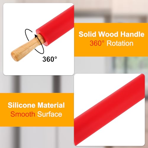 uxcell 9.6 Inch Silicone Rolling Pin Small Dough Roller Red - color: Red, size: 9.6 Inch