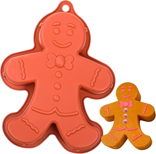 Webake Gingerbread Man Mold 10 Inch Large Gingerbread Silicone Cake Pan for Christmas Baking Cake, Cookie - style: Gingerbread