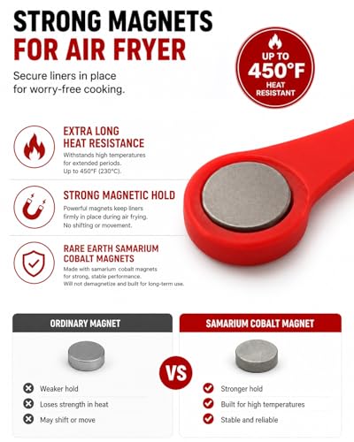 Air Fryer Magnets for Parchment Paper, Silicone Clips, 13 Pack - color: 2025 Red 2