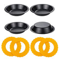 Webake Mini Pie Pan and Mini Pie Shield, 4pcs Mini Pie Tins and 4pcs Mini Silicone Pie Crust Protector