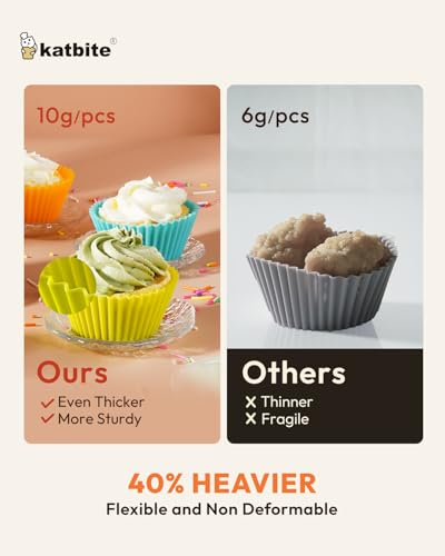 Katbite Silicone Cupcake Liners 24 Pack, Reusable Muffin Baking Cups - size: Rainbow Color 24