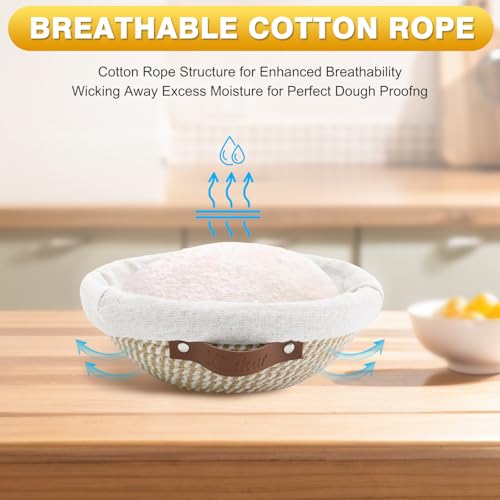 Nikkar Banneton Bread Proofing Basket Set of 2, 9 10 11 inches - size: 9"Round+10"Oval