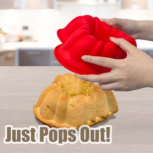 8 inch Heart Shaped Cake Pans, 2 Pack Nonstick Silicone Heart Cake Pans - size: 8 inch：2 Pack, style: Bundt Pan