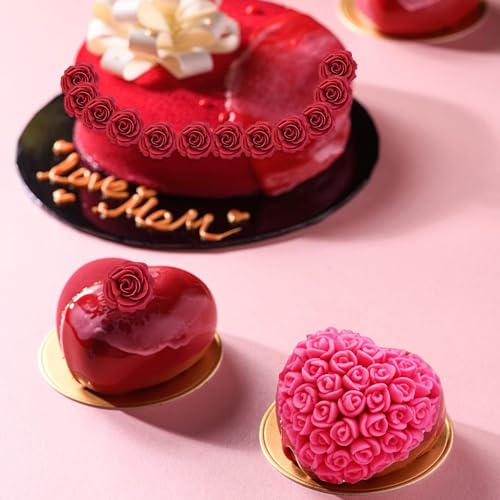 3D Rose Flower Silicone Molds Heart Fondant Candy Mold - color: Style D