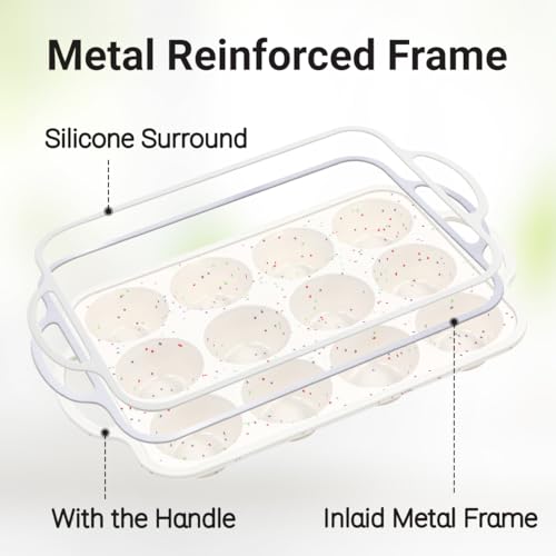 FUNBAKY Silicone Muffin Pan with Metal Frame, Nonstick 12 Cups Regular Size Silicone Muffin Tin for Oven Baking Easy to Move with Handle BPA Free - size: Regular 12-Cup: 1pc