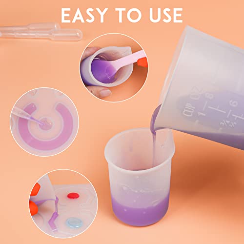 Silicone Resin Measuring Cups, 250&100ml Non-Stick Mixing Cups for Epoxy - color: 250&100ml