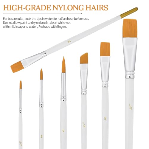 Hariendny Cake Painting Brushes Set 6 Pcs Cake Decorating Brushes Food Safe Paint Brushes Tools Soft Cookie Painting Brushes for Cookie Cake Decoration