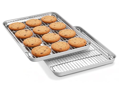 Homikit 18x13 Inch Stainless Steel Baking Half Sheet with Cooling Rack Set - size: 17.6x13x1