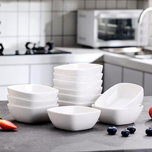 MALACASA 5 oz Porcelain Dip Bowls Set, 12 Pack Small Ramekins Stackable