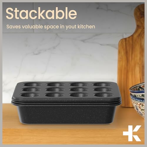 Bakken 4-Piece Bakeware Sets, Nonstick Carbon Steel Baking Sheet, Stackable Space-Saving Bakeware, Dishwasher Safe, Stain-resistant, PFOA, PFOS, & PTFE Free, Oven Safe Up To 450°F, Gray Marble - color: Gray Marble