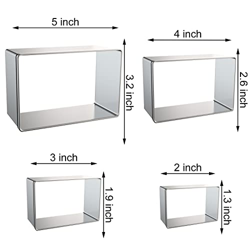 Rectangle Cookie Cutter Set Large - 5 Inch, 4 Inch, 3 Inch, 2 Inch - Geometric Frame Plaque Cookie Cutters Shapes Biscuit Molds - Stainless Steel - color: Rectangle