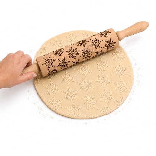 Mrs. Anderson’s Baking Embossing Rolling Pin, Snowflake Design, European Beechwood - style: Snowflake, 8-Inch