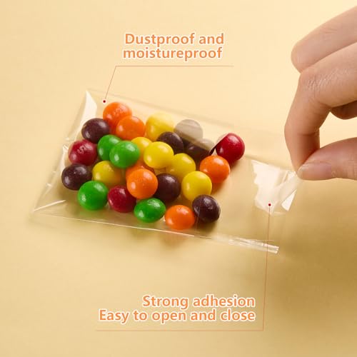Self Sealing Cellophane Bags 2x3 Inches 200 Pcs Cookie Bags for Packaging Candies Seeds Beads Earrings Clip Clear Bags（mini size) - color: 2×3 inch