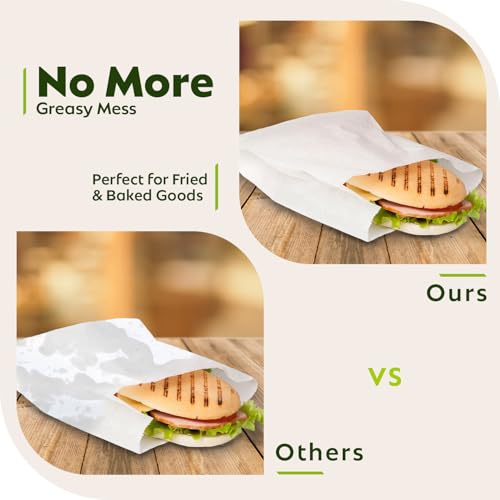 Grease Resistant - Dry Waxed Gusseted Paper Sandwich Bags - Danish White Paper Bag (1000Pcs/Pack) (6 x 2 x 9)