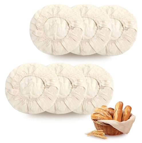 Bread Proofing Basket Cloth Liner 6Pcs 10 Inch Round Banneton Liner Natural Rattan Banneton Bread Proofing Cover Basket Cloth Liner Sourdough Bread Baking Supplies Cloth Bowl Covers for Bread Proofing - color: Round, size: 10 Inch