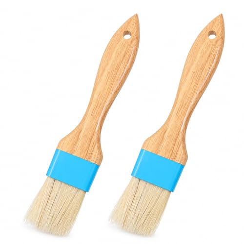 2Pcs Pastry Brush, Natural Bristle Basting Baking Brush