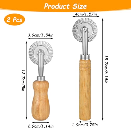 2 Pcs Pasta Cutter Wheel Sturdy Fluted Ravioli Cutter Wheel