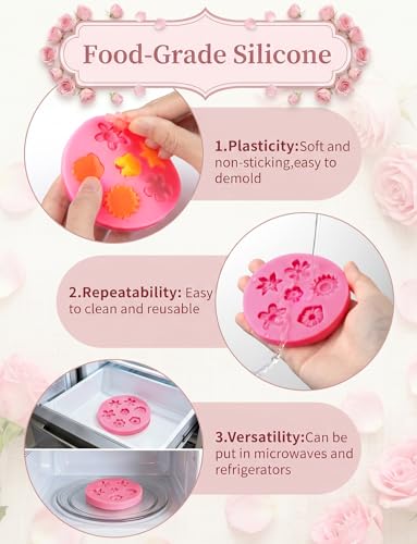 6 Pcs Flower Silicone Molds, Daisy Sunflower Fondant Chocolate Molds