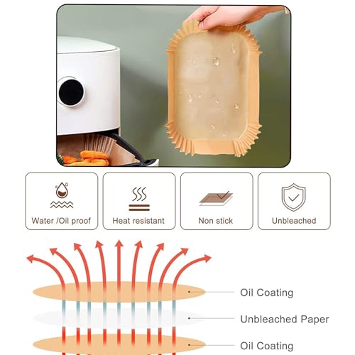 Air Fryer Liners for Bella, Rectangle Air Fryer Liners, Airfryer Liners for Ninja - size: 8.3 x 5.3 inches