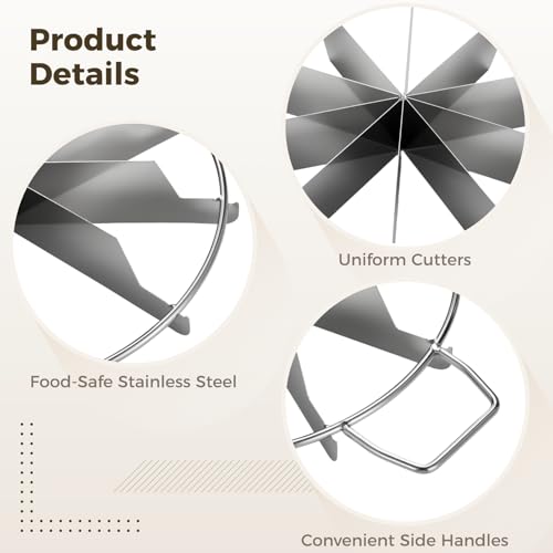 2 PCS Pie Cutter 7 Slice & 10 Slice, Stainless Steel Pizza Divider with Side Handles, Professional Round Pastry Marker for Portion Control, Suitable for Pies Cakes Tarts Desserts - size: 7-Slice and 10-Slice