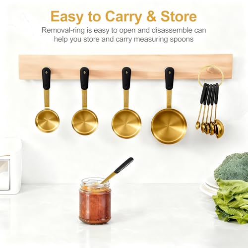Bopei 10-Pcs Stainless Steel Measuring Cups & Spoons Set, Gold - color: Gold