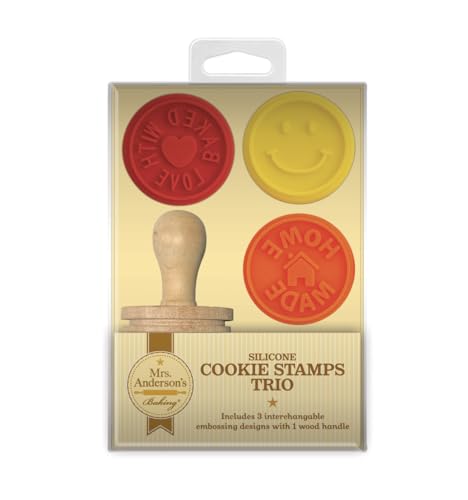 Mrs. Anderson’s Baking Cookie Stamps Trio, Non-Stick Silicone, Set of 3 Designs - style: Cookie Stamps
