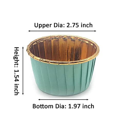 Aluminum Foil Standard Muffin Cupcake Liners, Disposable Baking Cups with Vibrant Color for Party Celebration, Green 50-Count - color: Green