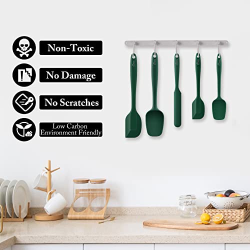 HOTEC BPA-Free Silicone Rubber Spatula Set, Dark Green, Set of 5 - color: Dark Green