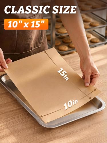 SMARTAKE 400 Pcs Parchment Paper Baking Sheets, Pre-Cut, 10x15 Inches - size: 10" x 15"-400