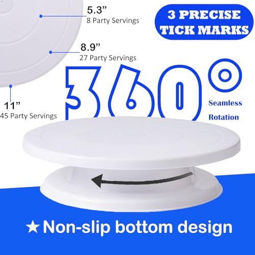 124 PCS Cake Decorating Kit with Cake Stand Turntable, Piping Bags and Tips Set, 100+1 Piping Bags, 12 Icing Piping Tips, 3 Scrapers, 2 Spatulas, Manual Egg Whisk, Baking Supplies for Cake Lovers - size: 11inch-124pcs