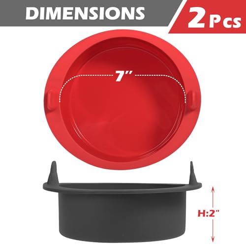 Webake 7 Inch Air Fryer Round Cake Pans for Baking, Nonstick Silicone Air Fryer Baking Pan Wih Handle, BPA Free Set of 2 - size: 7 Inch