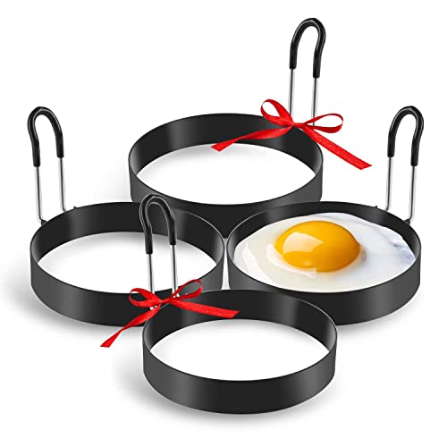 Laxinis World Stainless Steel Egg Cooking Rings & Pancake Mold, 4-Pack
