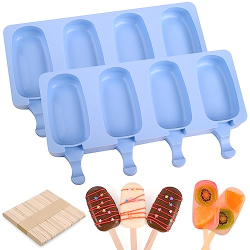 WMKGG Popsicle Silicone Molds Set, 2 PCS Ice Cream Cakesicles Molds - color: Blue