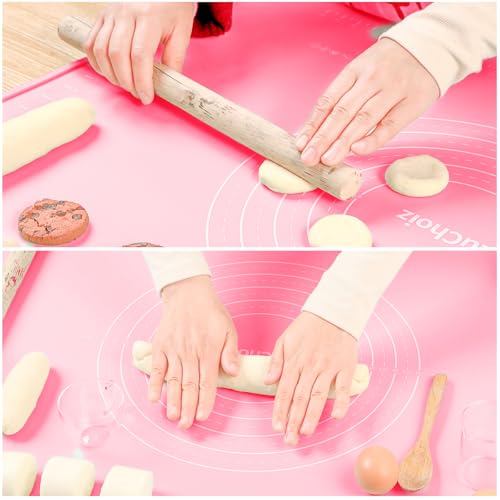 Silicone Pastry Non Stick Baking Mat 24"*16" Dough Rolling Edge Heightening - color: Pink, size: 24"L x 16"W