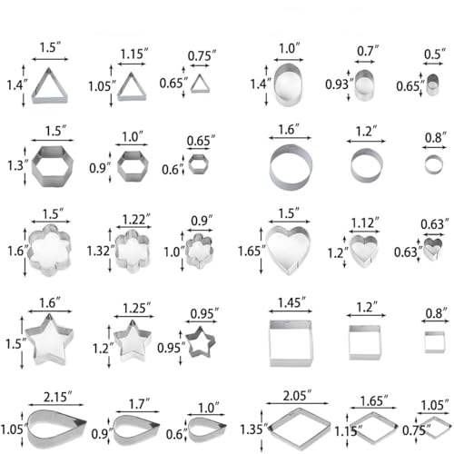 30Pcs Mini Cookie Cutter Set with Box,30 Small Molds To Cut Out Pastry Dough Pie Crust & Fruit, Geometric Set for Biscuit Mold