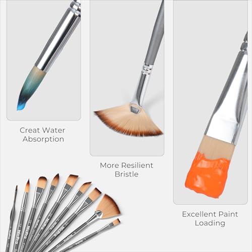 Nicpro 40 PCS Paint Brush Set, Professional Acrylic Paint Brushes - color: Gray, size: 40 Pieces