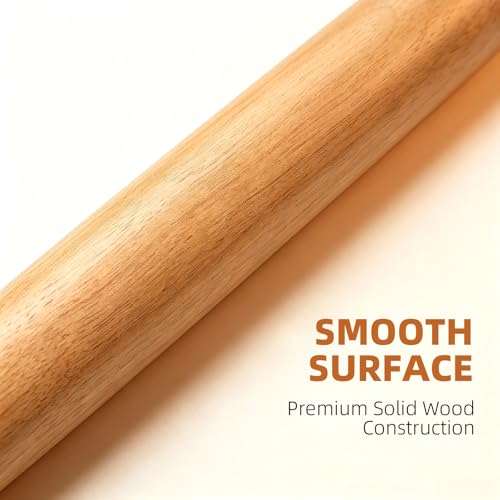 French Tapered Rolling Pin for Baking, 17 Inch Solid Wood