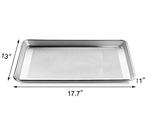 New Star Foodservice Commercial Grade 18-Gauge Aluminum Sheet Pan/Bun, Half Size, 13 x 18 x 1 Inches
