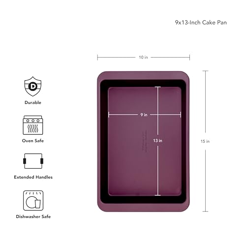 KitchenAid Nonstick Aluminized Steel Cake Pan, Dishwasher Safe, Beetroot, 9 x 13 Inch - color: Beetroot, size: 9 x 13-Inch