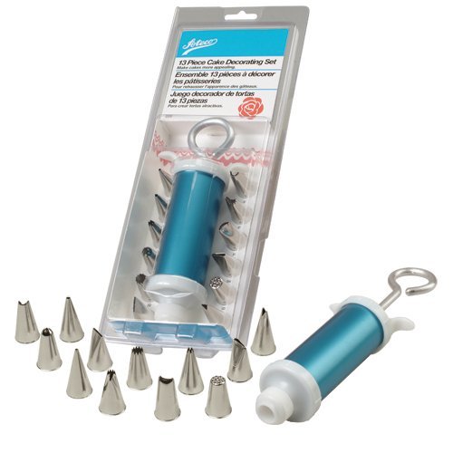 Ateco #556 13 Piece Cake Decorating Set, 12 Decorating Tips with Plunger Style Decorating Tool - style: #556 13 Pc Decorating Set, Tubes and Syringe