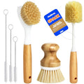 Holikme 6 Pack Dish Brush with Bottle Brush Scrub Brush Straw,Amarillo - color: Amarillo