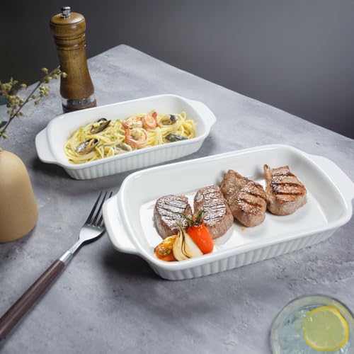 Ceramic Au Gratin Dishes, 8 x 5 Small Baking Dish with Handles, Set of 4, 15 Oz Individual Casserole Dishes, Casserole Pans for Lasagna, Pie, Roasting, Kitchen & Home, Oven Microwave Safe - color: Stripes, size: 8"(L) x 5.1"(W) x 1.25"(D) Inch / 15.3 oz