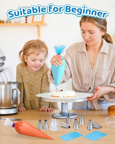 Piping Bags and Tips Set, Cakes Decorating Kit Supplies
