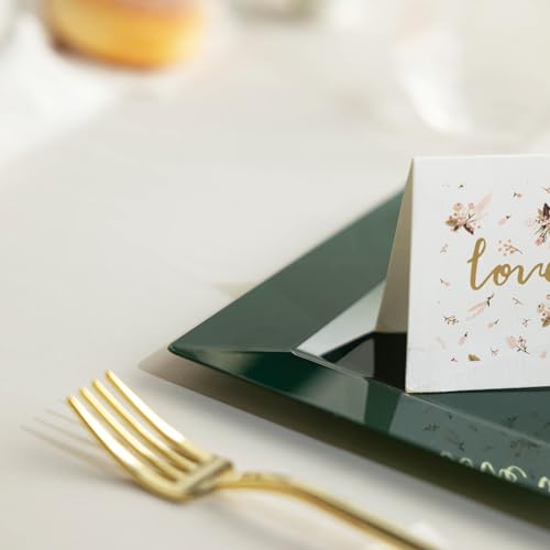 100 Pack Green Plastic Square Dessert Plates, 6.5" Disposable Salad Plates - color: Green