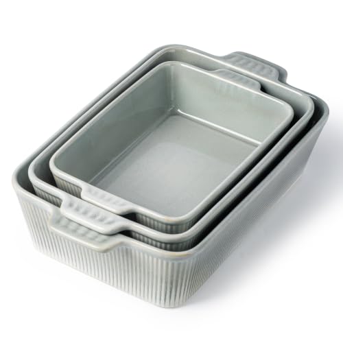 TheTerra Casserole Dishes for Oven, Ceramic Baking Dish Set of 3 - color: Desert Sage