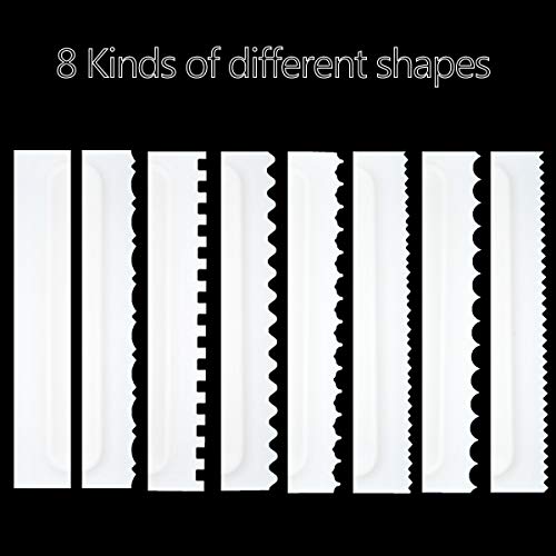 Cake Scraper Set Decorating Comb and Icing Smoother Tool Mousse Butter Cream Cake Edge DIY Tool Plastic Sawtooth Cake Scraper Icing Smoother Comb Set Kitchen Baking Tools Christmas Gift (4 Pack) - color: White
