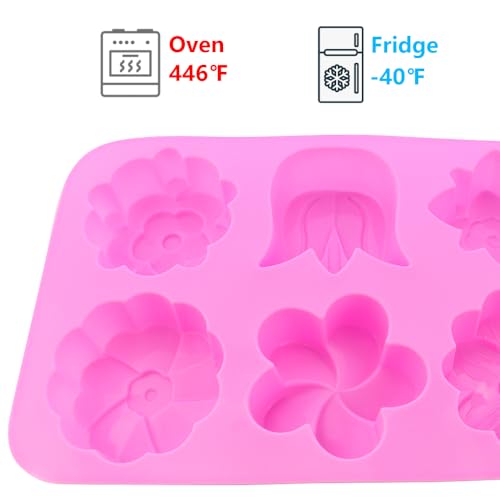 2 Packs 6-Cavity Silicone Flower Mold Assorted for Soap Baking