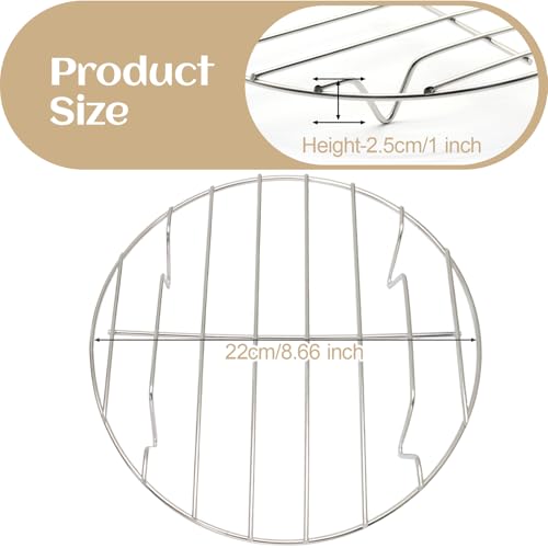 8.66" Round Cooking Rack, 2 Pcs, Stainless Steel - size: 8.66"